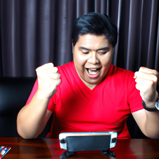 A player celebrating a big win at Mega888, turning MYR45 into MYR500