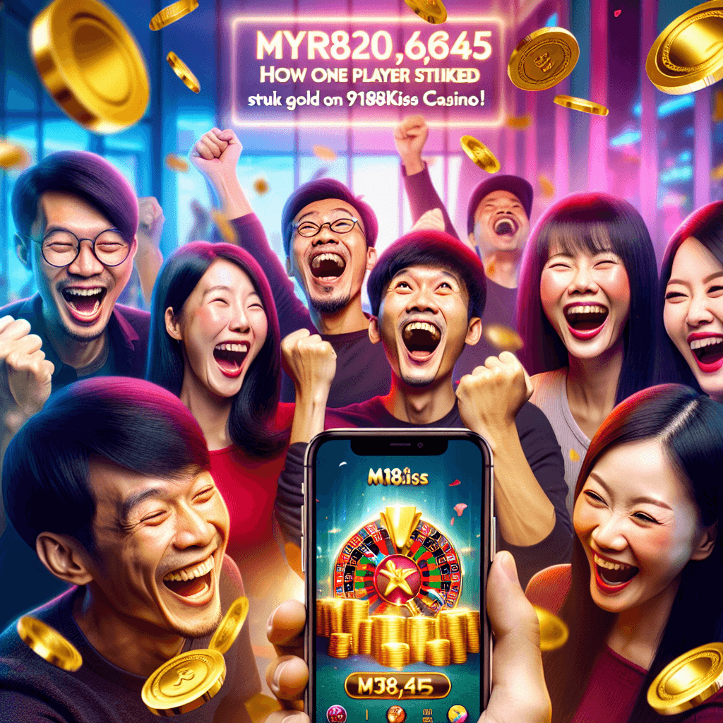 Lucky player celebrating big win on 918KISS Casino