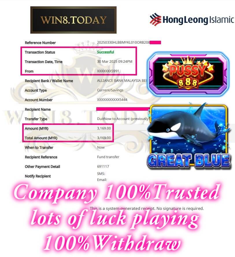 Proof of my big payout from Pussy888