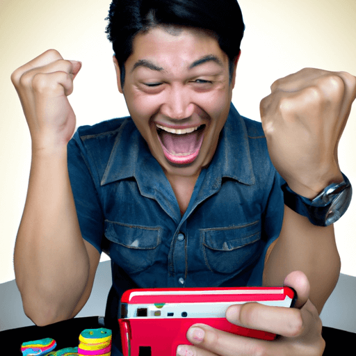 Player celebrating big win at Ace333 Casino
